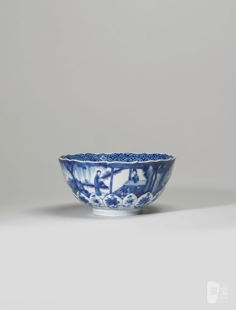 清康熙 青花蓮瓣人物故事圖盌 「大清康熙年製」款 | BOL EN PORCELAINE BLEU BLANC - 图6